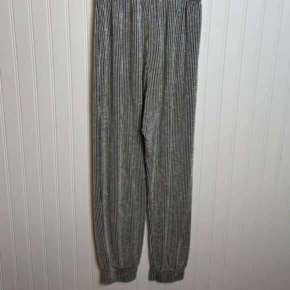 Black Striped Sleeveless Jumpsuit Jogger Style, Drawstring Waist J7 - Picture 7 of 7